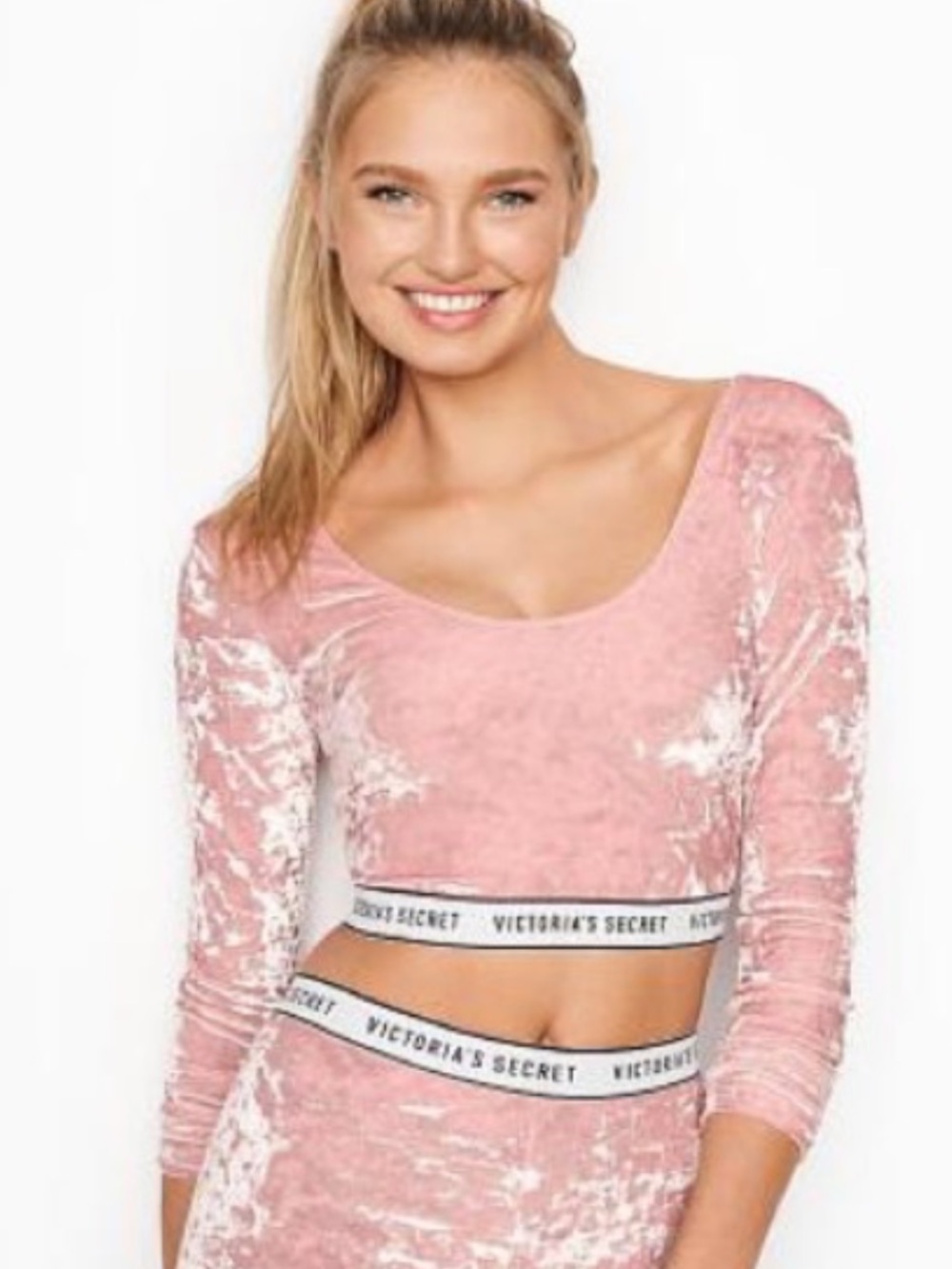 Victoria’s Secret Crushed Velvet Crop Top Long Sleeve